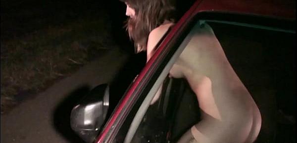  PUBLIC - pretty teen public gangbang sex through a car window